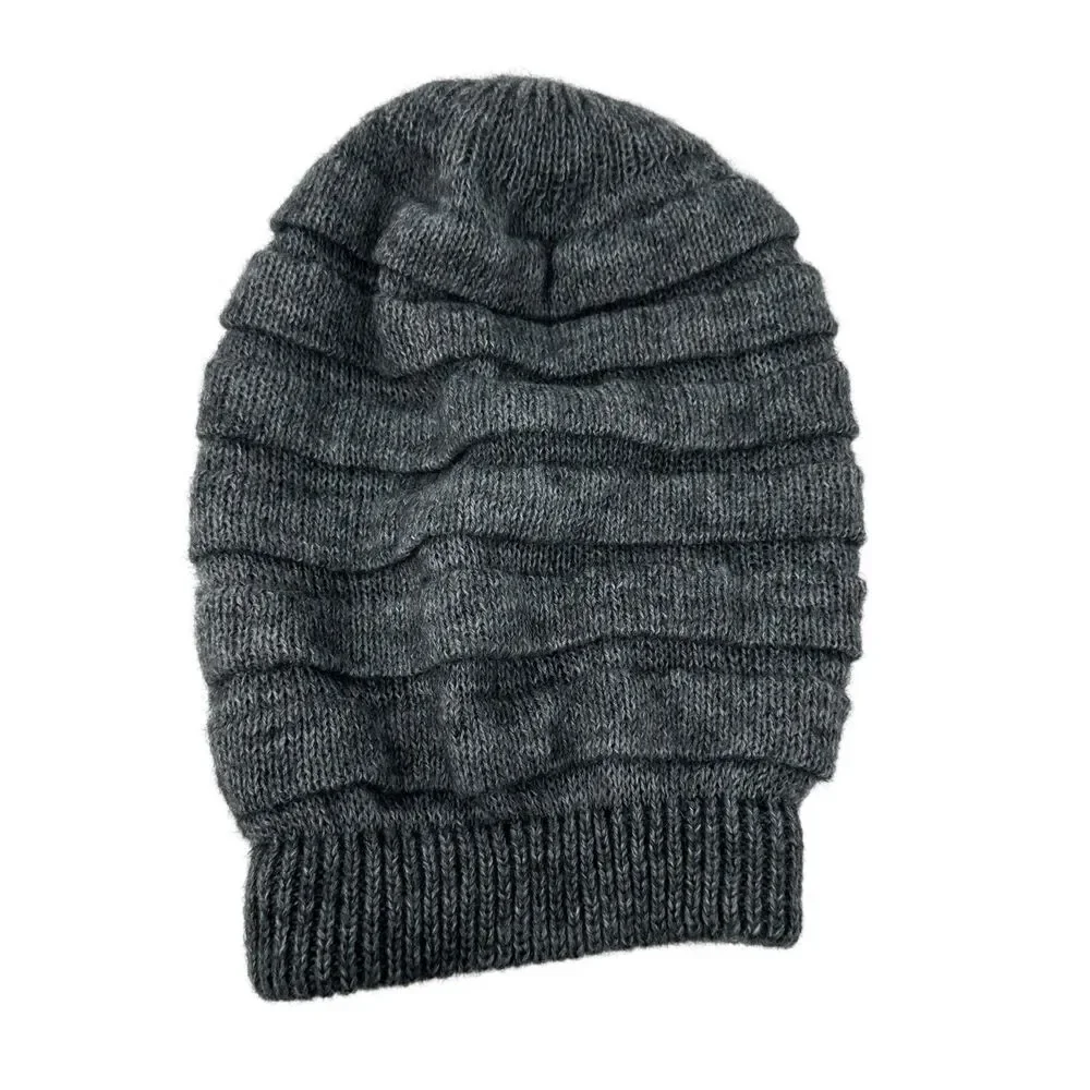 Fratelli Talli Italy‎ Grey Acrylic Wool Mohair Blend Ribbed Beanie